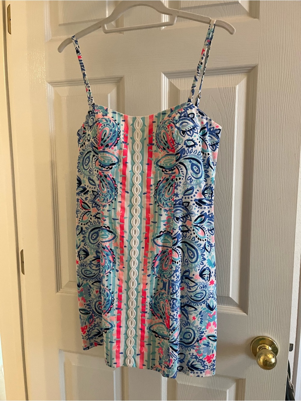 Like New. Lilly Pulitzer Shelli Paisley Shift Dress - Blue & Pink in size 2